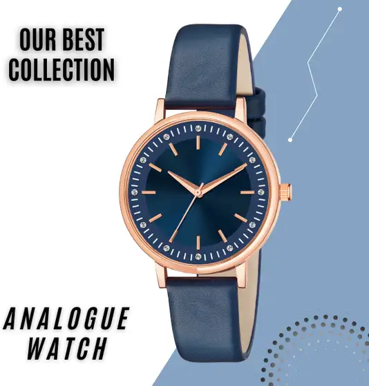 Blue Color Leather Strap Ladies And Girls Analog Watch  - For Women