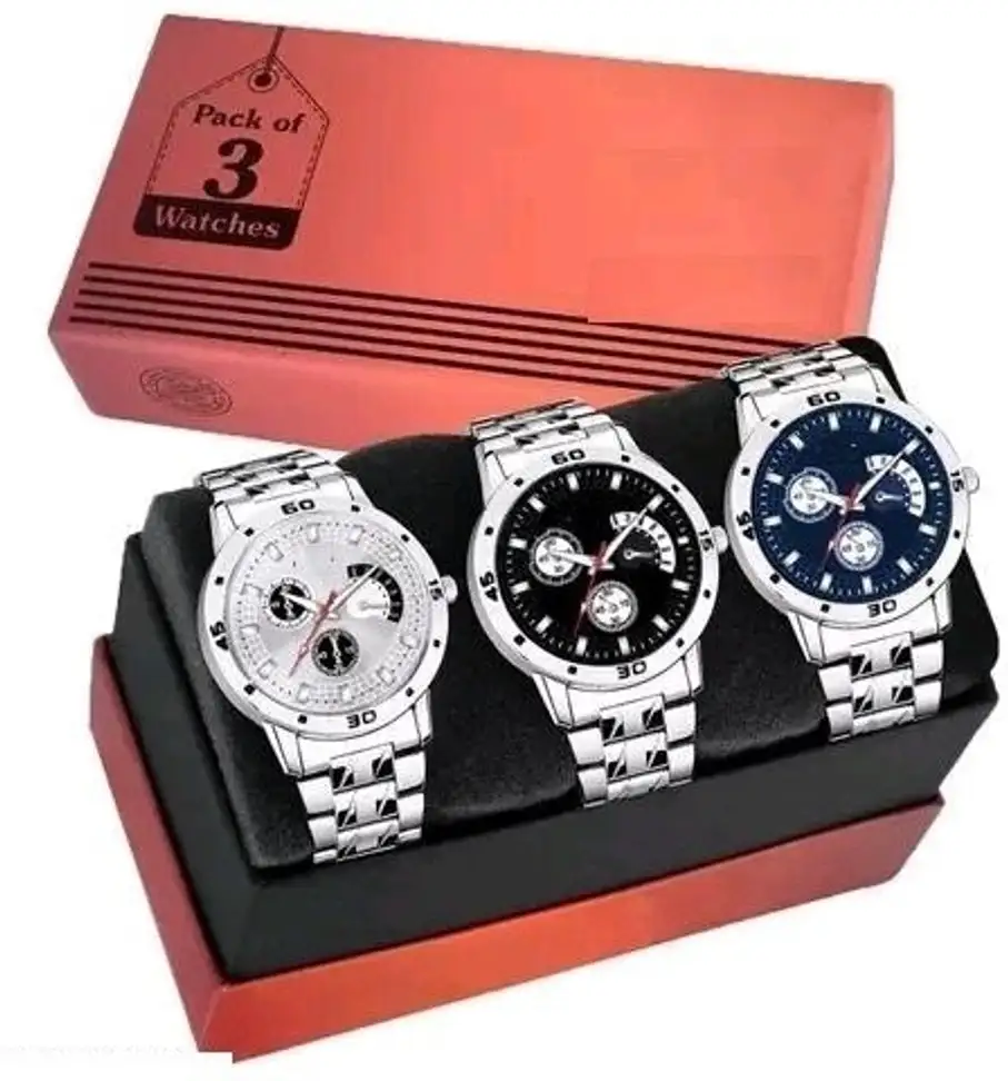 Classic Men And Boys Watches Analogue combo Steel Belt watch Analog Watch  - For Men