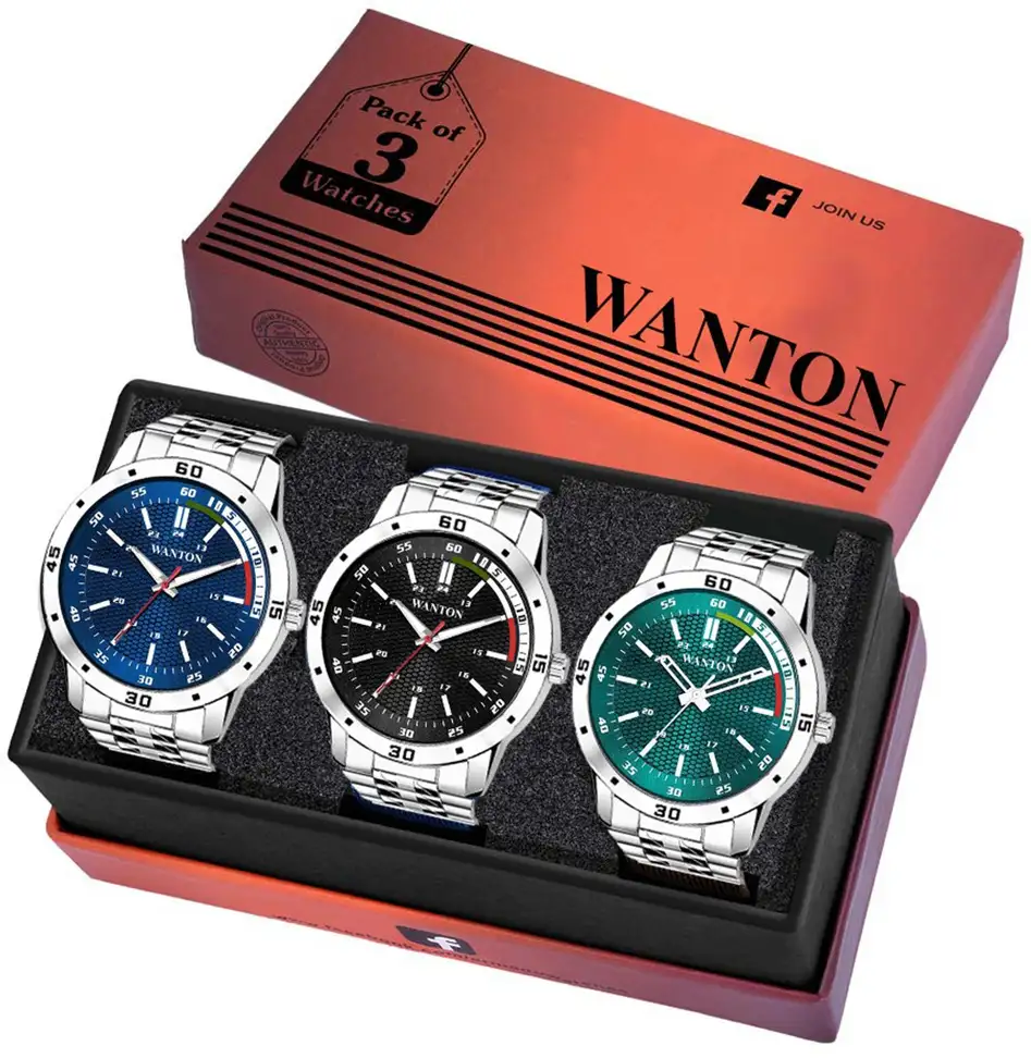 stainless steel strap three different colors dial stylish and new trendy style Analog Watch  - For Men