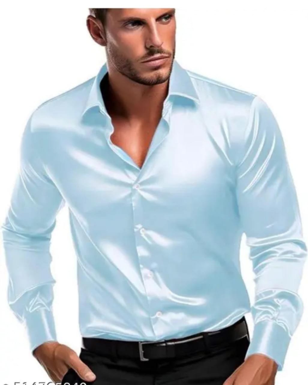 Satin Shirt Blue | Men Regular Fit Formal Shirt | Men Satin Shirt |...
