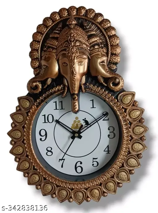 Beautiful Design Brass Pattern Ganesha Mauli Wall Clock