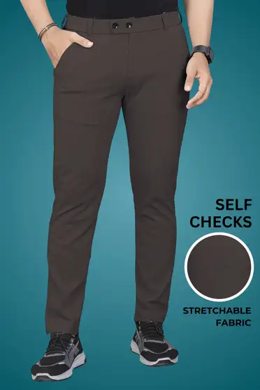 Regular Fit Men Brown Trousers