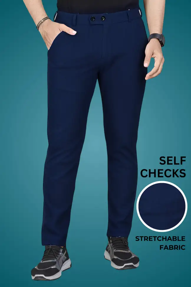 Regular Fit Men Blue Trousers