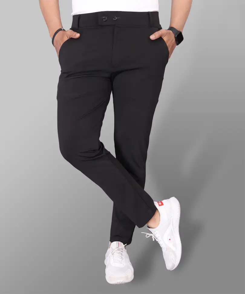 Slim Fit Men Black Trousers