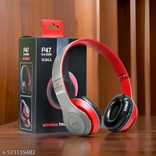 Learn life P47 Wireless Bluetooth sport headphone classic dj headphone gaming headphone exclusive headphone lalest dj headphone On Ear Headphones 5.0+EDR with Volume Control, HD Sound and Bass, Mic, SD Card Slot (Multicolor)