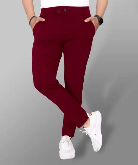 Slim Fit Men Maroon Trousers