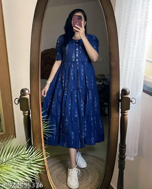 New Design Women Half Sleeves Printed Middy Gown || Women Frock || Frock for Girls || Women Dress || Printed Dress || Women Gown