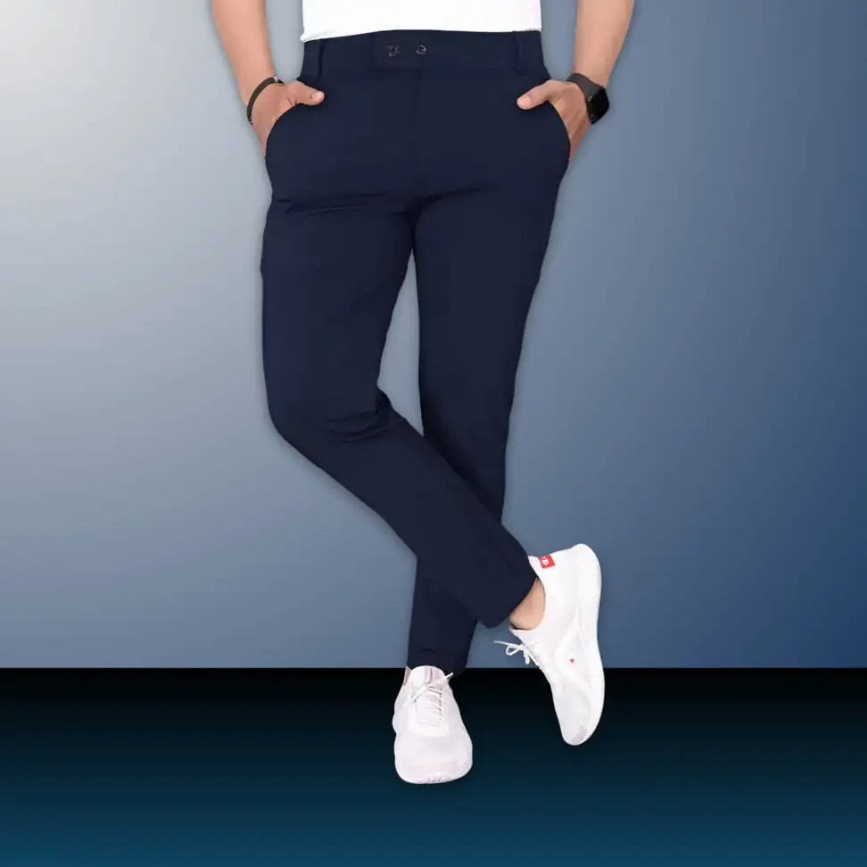 Slim Fit Men Blue Trousers