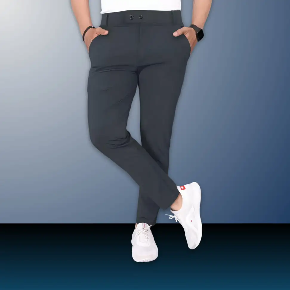 Slim Fit Men Grey Trousers