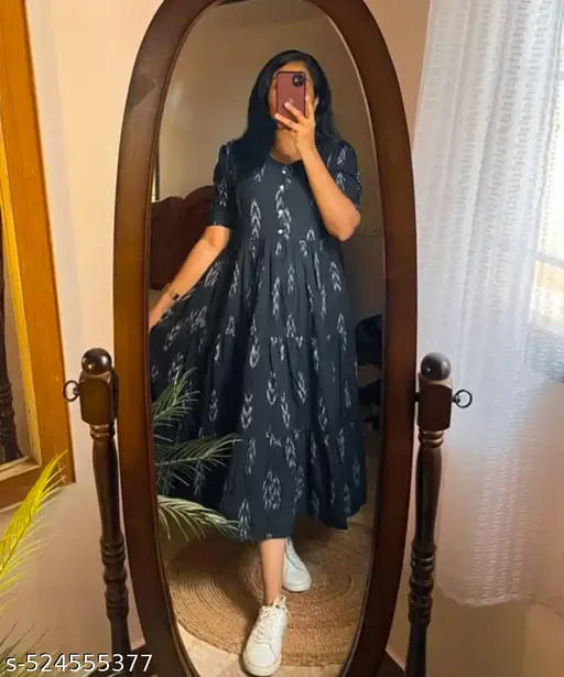 New Design Women Half Sleeves Printed Middy Gown || Women Frock || Frock for Girls || Women Dress || Printed Dress || Women Gown