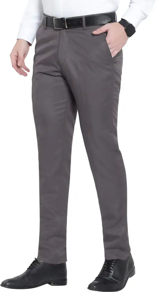 Slim Fit Men Grey Trousers