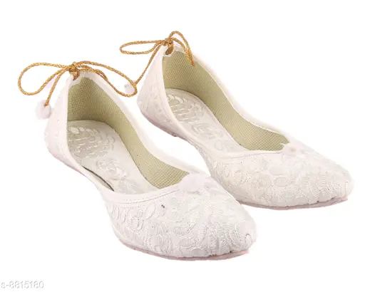 PADMAJA WHITE COLOUR JUTIS & MOJARIS FOR WOMEN'S