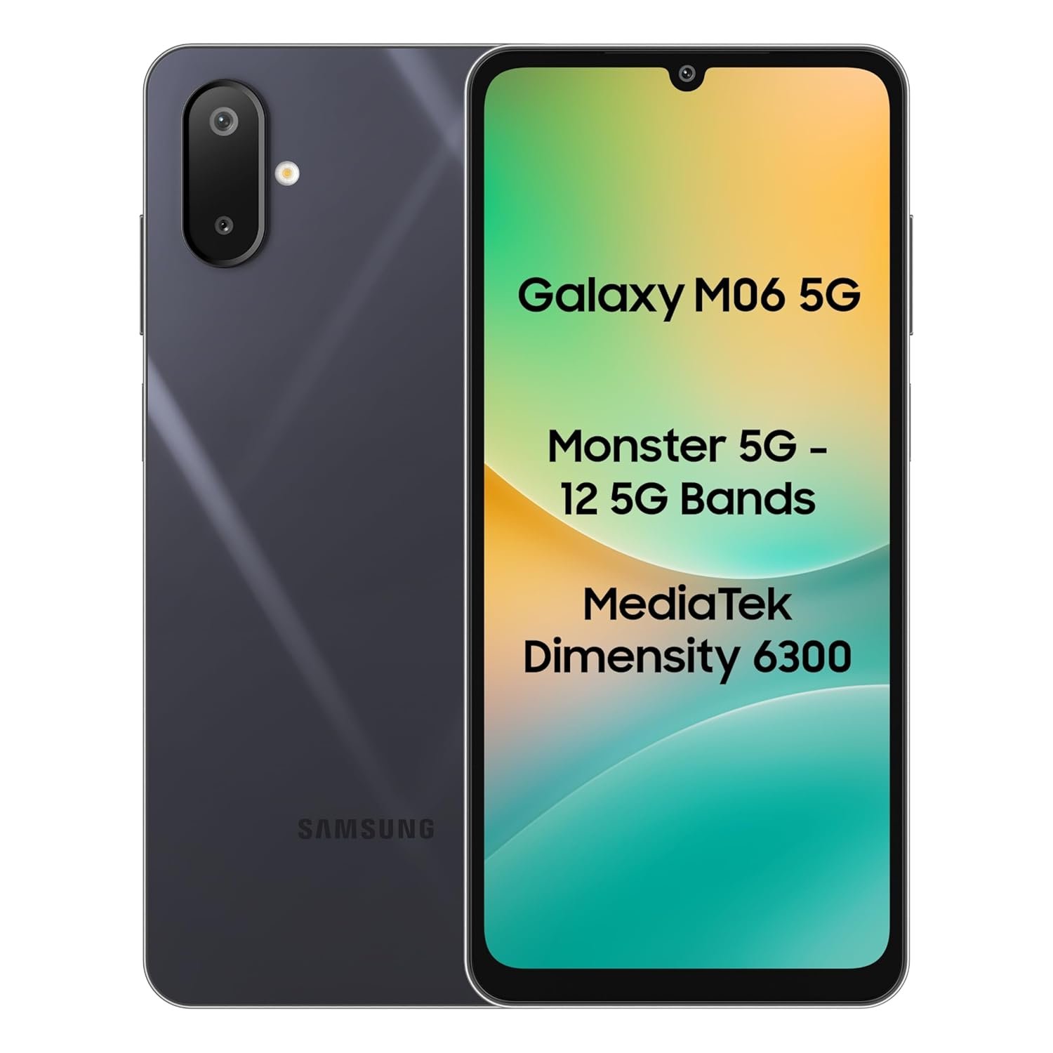 Samsung Galaxy M06 5G (Blazing Black, 4GB RAM, 64GB Storage) | MediaTek Dimensity 6300 | AnTuTu Score 422K+ | 12 5G Bands | 25W Fast Charging | 4 Gen. of OS Upgrades | Without Charger