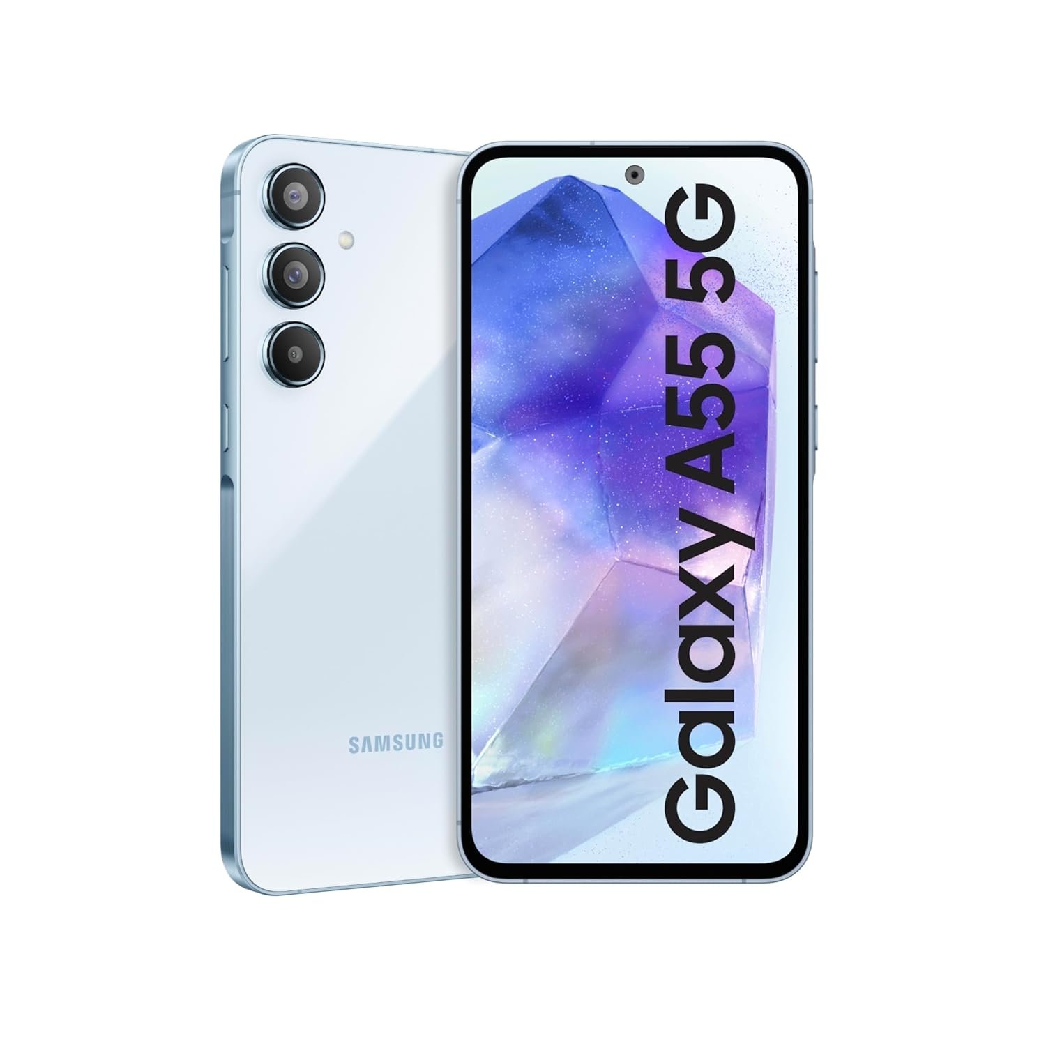 Samsung Galaxy A55 5G (Awesome Iceblue, 8GB RAM, 256GB Storage) | Metal Frame | 50 MP Main Camera (OIS) | Nightography | IP67 | Corning Gorilla Glass Victus+ | sAMOLED with Vision Booster