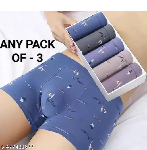 Men's Limited Edition Multi-Color Printed Underwear Trunk Pack Of 03