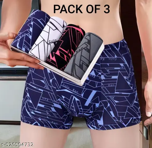 Men Underwear High Quality Premium Printed trunk (Pack Of 3)