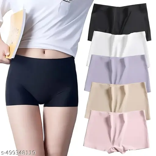 Seamless boy short women panty pack of 5 with multicolor and extra soft, comfortable, straich made by ice cool fabric panty, women panty, boy short panty for women & girls