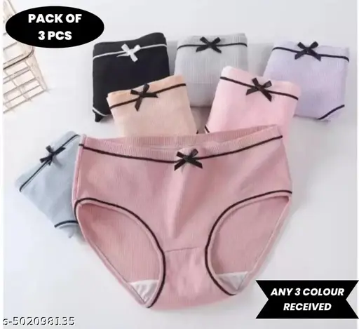 PACK OF 3 PRINTED PURE COTTON BRIEFS FOR WOMENS/GIRLS FOR EVERYDAY USE PANTYS COMFORTABLE MULTICOLOUR PANTYS