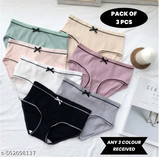 PACK OF 3 PRINTED PURE COTTON BRIEFS FOR WOMENS/GIRLS FOR EVERYDAY USE PANTYS COMFORTABLE MULTICOLOUR PANTYS