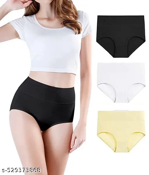 Women's Cotton High Waist Full Coverage Panty pack of 3 multicolor