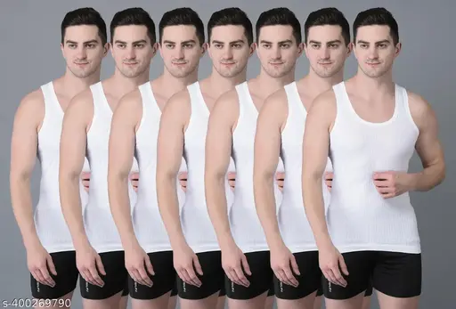 DOLLAR BIGBOSS Men's (Pack of 7) White Innerwear Vests