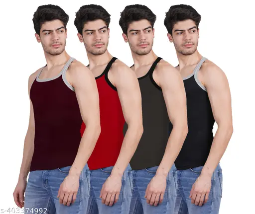 BANSAL X-MEN Combo Pack of 4 Men's Premium Cotton Sleeveless Gym Vest