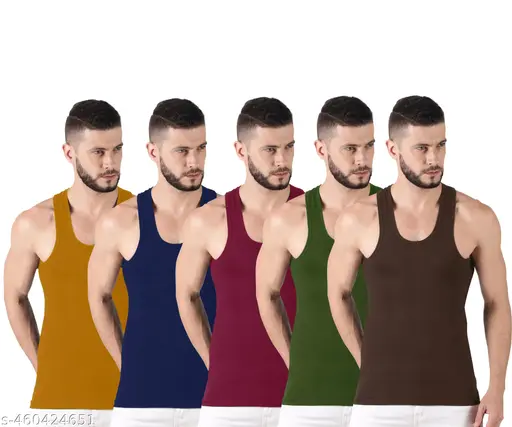 Men's Color Banian - 5 pcs Pack - 100 % Cotton