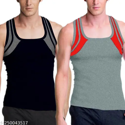MITOS Premium Cotton Solid Gym Vest for Men (Pack of 2)