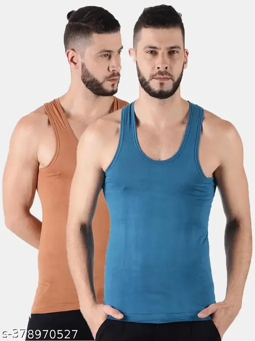 Dollar Lehar Combed Cotton Mens Pack Of 2 Multicolour Vest