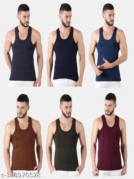 Dollar Lehar Combed Cotton Mens Pack Of 6 Multicolour Vest