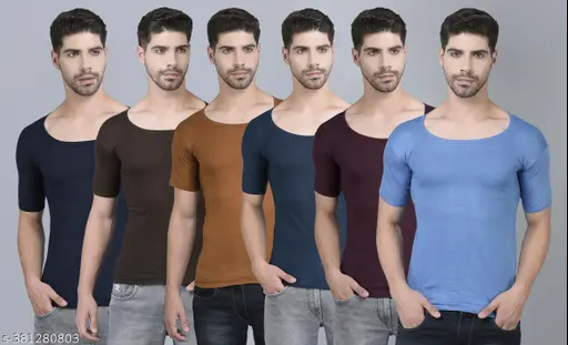 DOLLAR Men's (Pack of 6) Brown Innerwear Vests