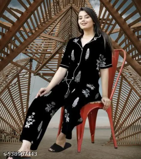 Black night suit for women, night suit, night dress for women