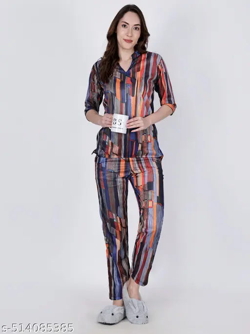 Multicolor printed Women Top and pyzama type comfortable Nightsuits/Co-ord Set