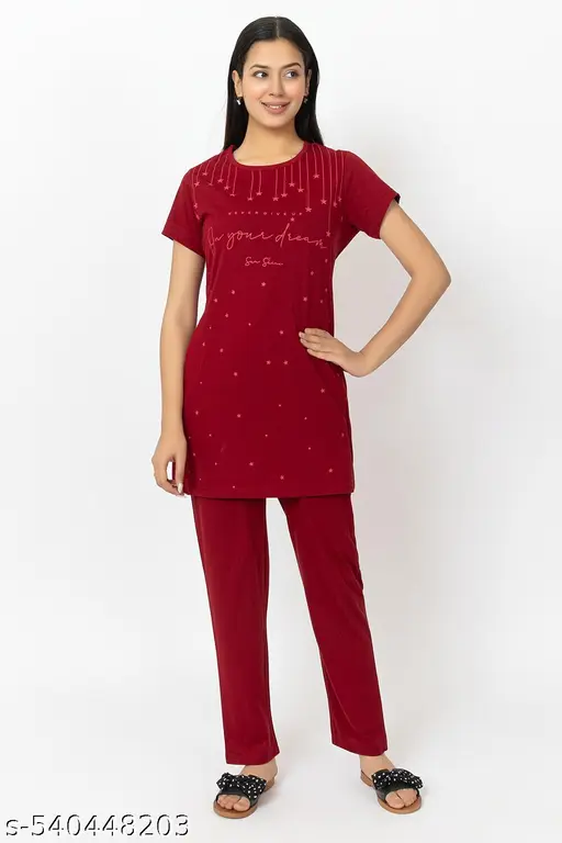 Women Night Suit Set Printed