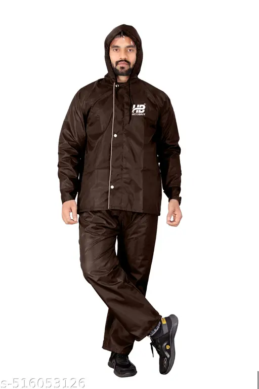 Men Solid Reversible Double Layered High Quality Waterproof Raincoat