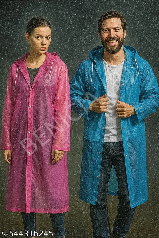Pack of 2 Unisex Waterproof Raincoat with Hood Cap For Outdoor Travel Portable Suit