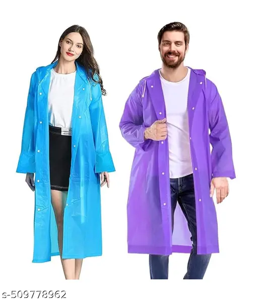 Bmode Solid Men & Women Raincoat Pack of 2 (Skyblue,Purple)