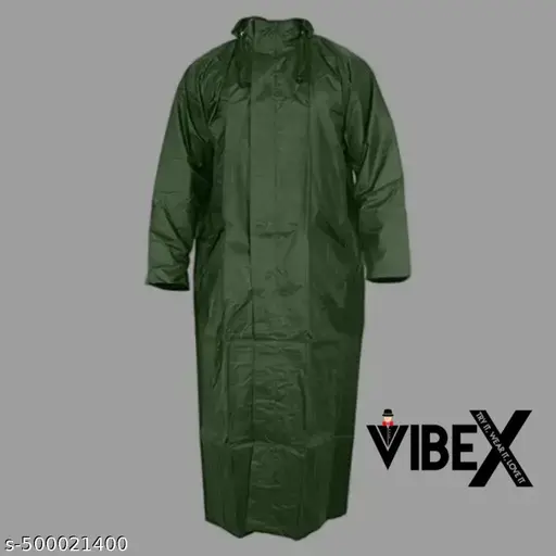 VIBEX Waterproof Solid Men & Women Raincoat Green Color