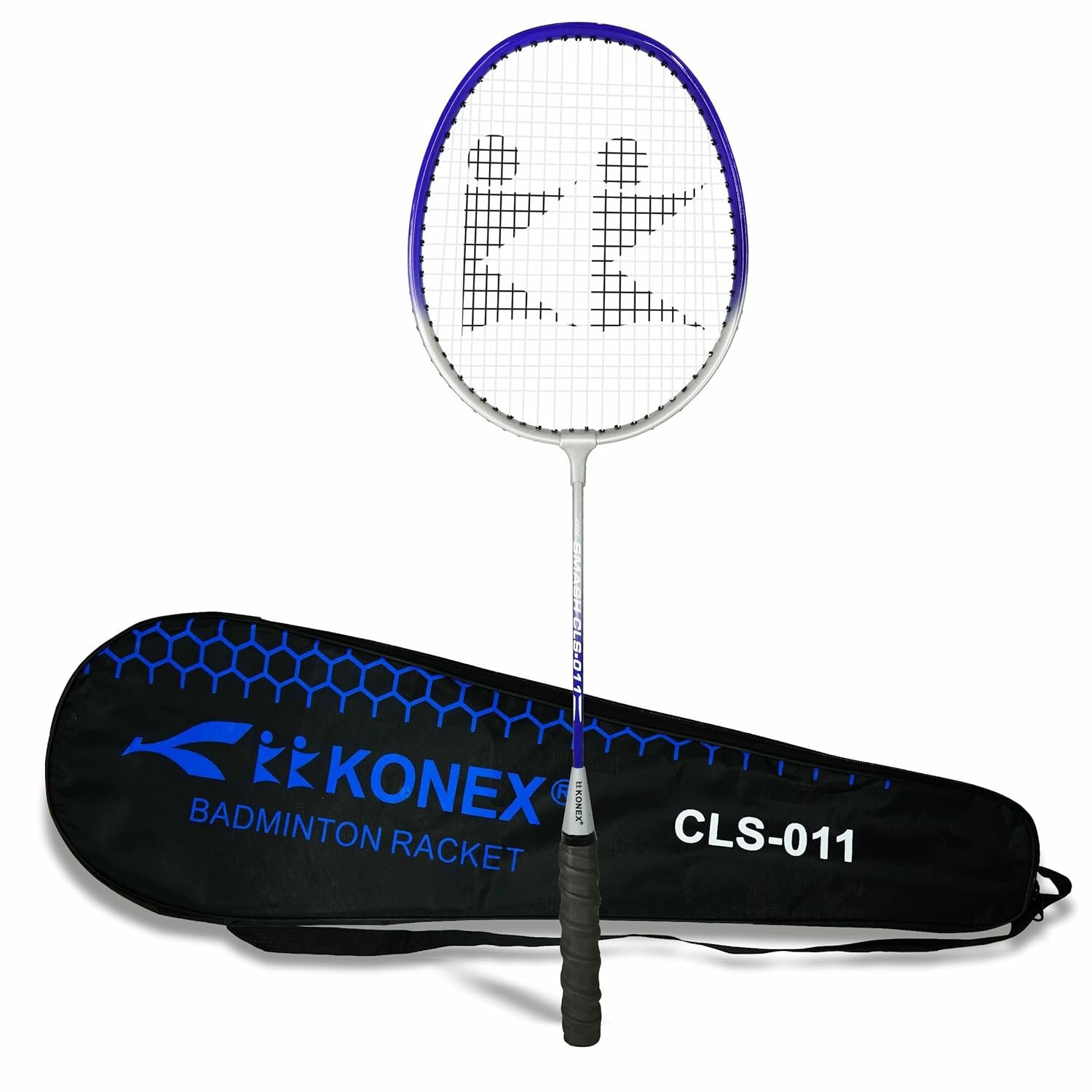 Konex Lightweight Aluminium Badminton Racquet for Beginners & Intermediates | Durable Frame with Full Cover Bag - Blue (Pack of 1)
