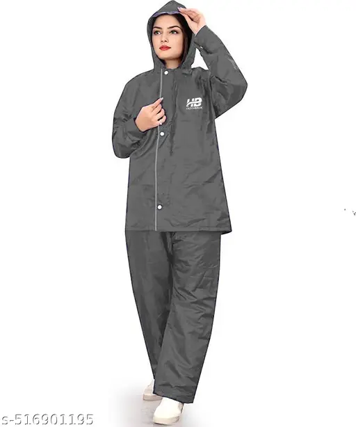 Women Solid Reversible Double Layered High Quality Waterproof Raincoat