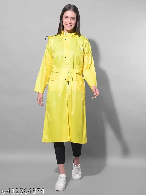Dollar Rainguard Women's PVC Full Sleeve Solid Long Raincoat Set With Adjustable Hood and Pocket
