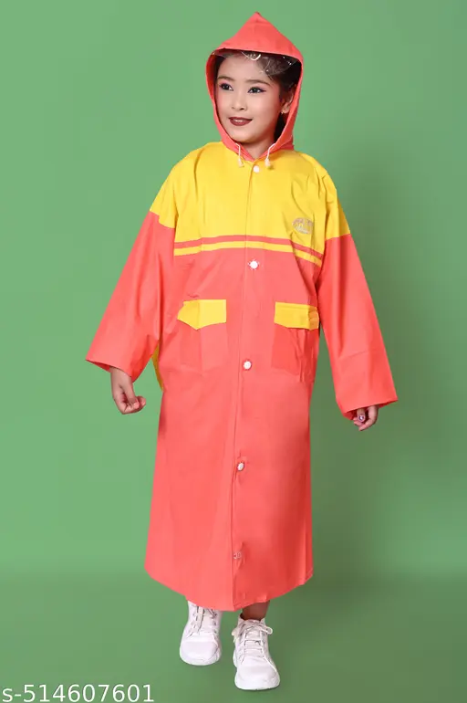 RAINGLOW Kids Waterproof Hooded Raincoat | Long-Length School Raincoat for Boys & Girls