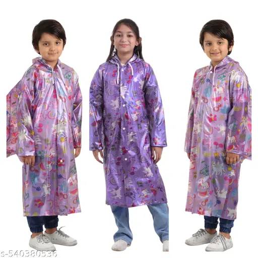 100% waterproof Unisex Rain Wear/Rain Coat With Backpack Protection for Kids (Boys &Girls).