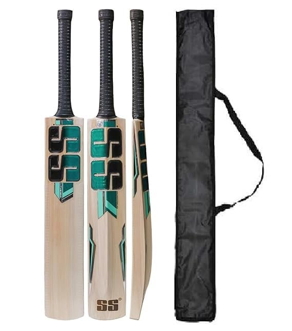 BA Sports Kashmiri Popular Willow Cricket Bat Full Size (SS Green) Cricket Bat for Tennis Balll, Plastic Ball, Rubber Bal with Bat Cover