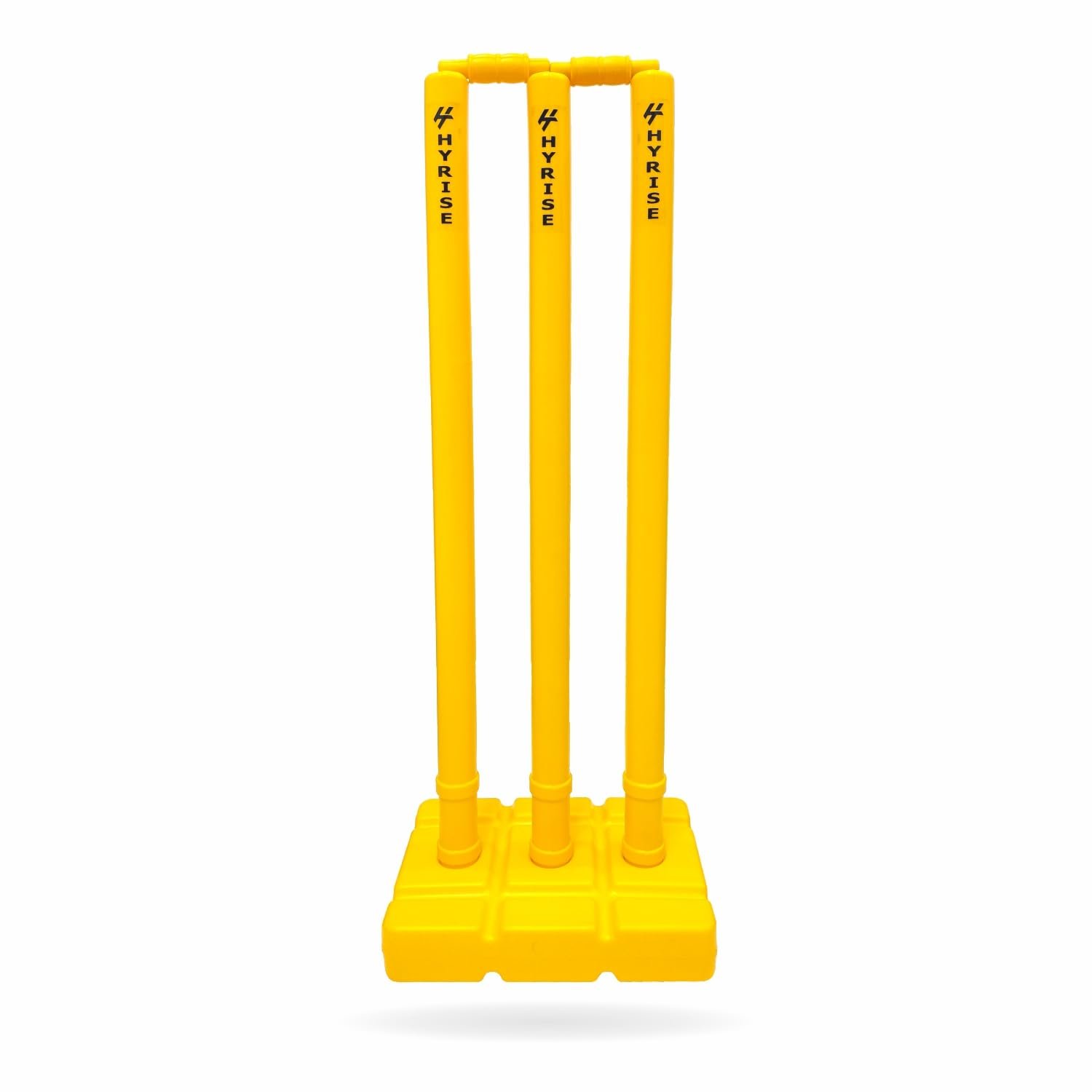 Hyrise Plastic Wicket Set - Durable Cricket Stumps Plastic Construction- Full Size (Yellow)