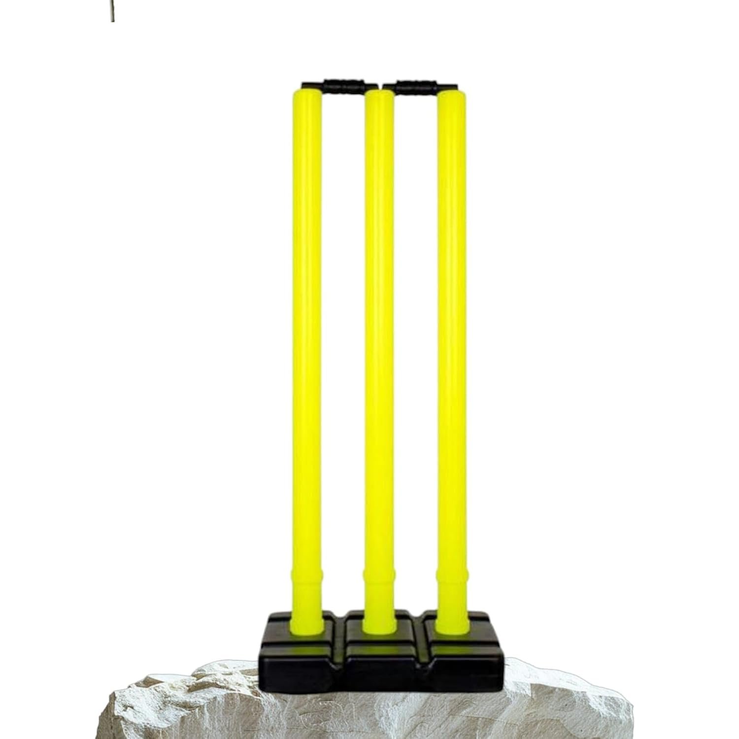 AMEGO Cricket Stumps with Stand Cricket Kit Plastic Wickets for Cricket Standard Wickets for Cricket Ground, Match, Tournament Stump with Stand & Bails -Plastic Wickets Set
