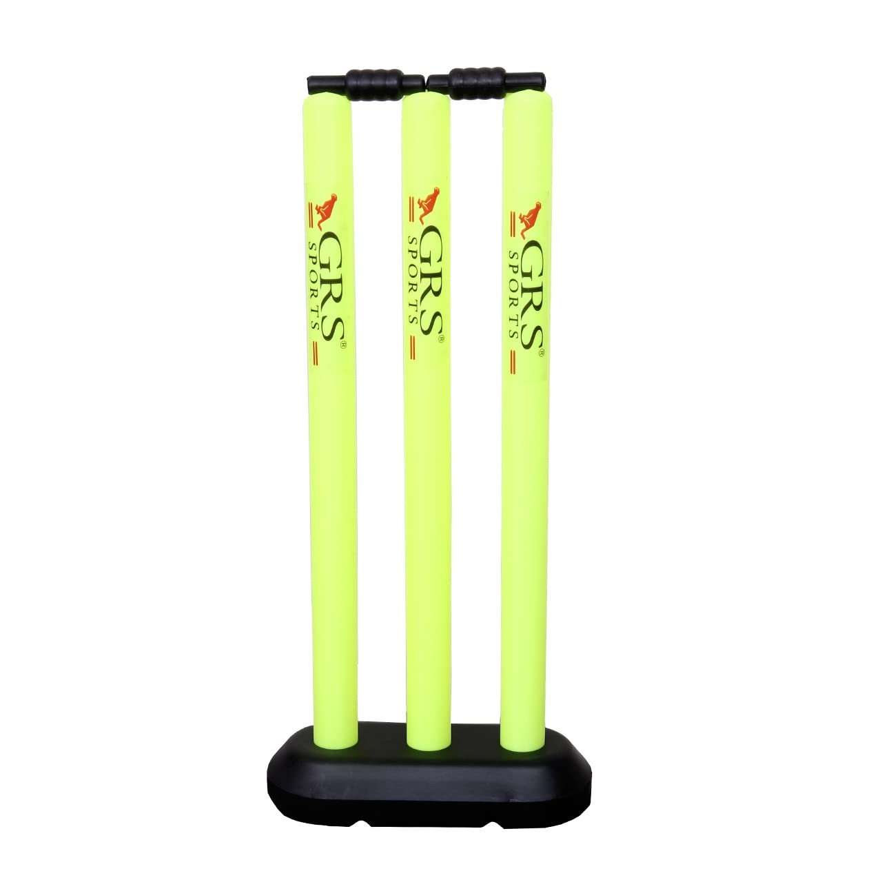 GRS ® Junior Zone Hard Plastic Cricket Wickets Set for Kids for Age Group 3 to 10 Year (3 Piece Wickets, 2 Bails, Base, 24'' Wickets Length, Floro)