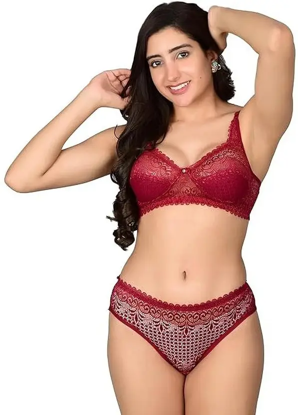 Kliznil Bra & Panty Set Self Design Black Lingerie Set