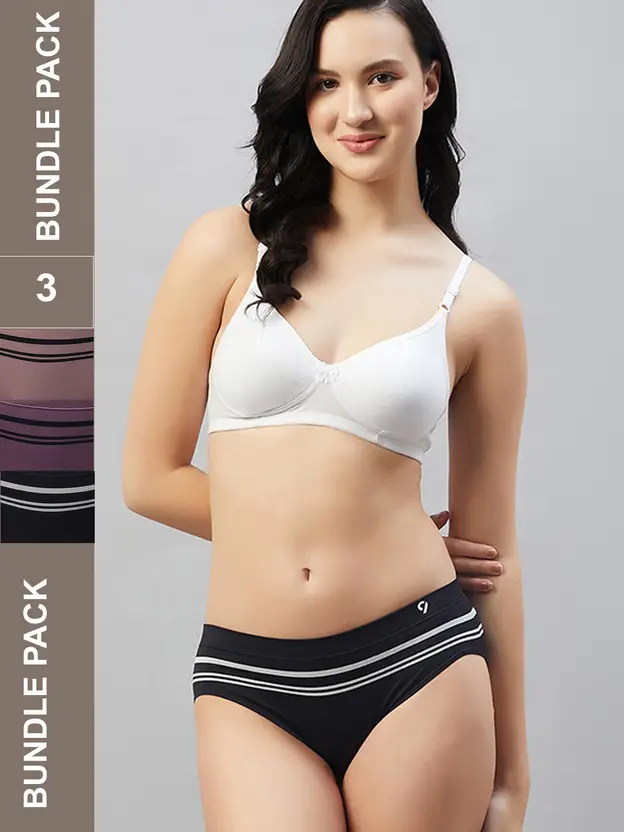 C9 Airwear Pack of 3 Women Bikini Black, Purple, Pink Panty