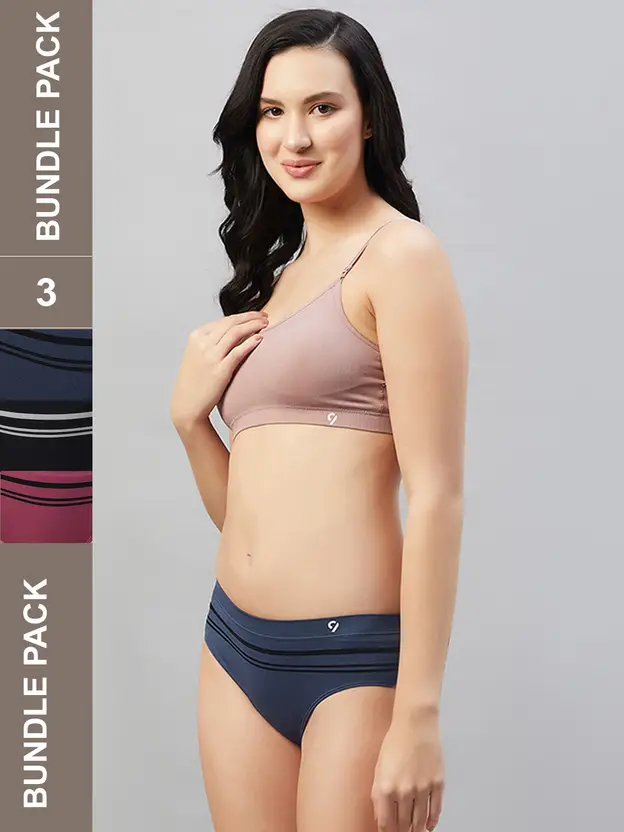 C9 Airwear Pack of 3 Women Bikini Black, Purple, Pink Panty